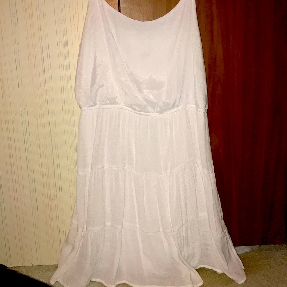 White Spaghetti Strap Flowy Dress